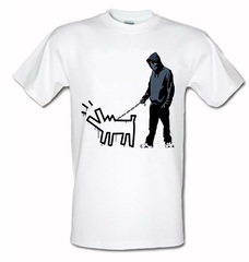 banksy dog walker t-shirt