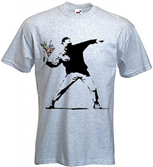 banksy throw flower t-shirt